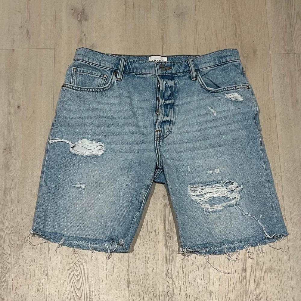 FRAME Le Slouch Bermuda Denim Shorts Womens 27 Light wash - Picture 2 of 8